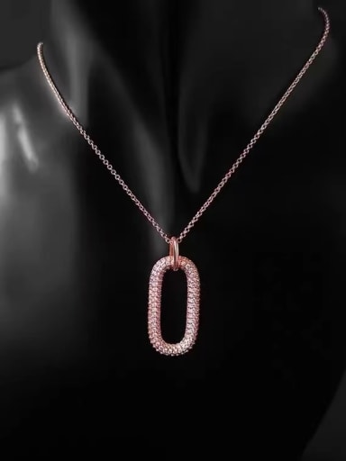 Red 925 Sterling Silver Cubic Zirconia White Minimalist Cuban Necklace
