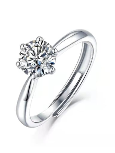 925 Sterling Silver Moissanite White Minimalist Band Ring