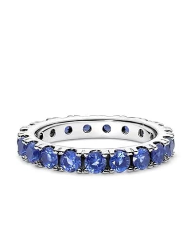 Blue 925 Sterling Silver Cubic Zirconia Multi Color Minimalist Band Ring