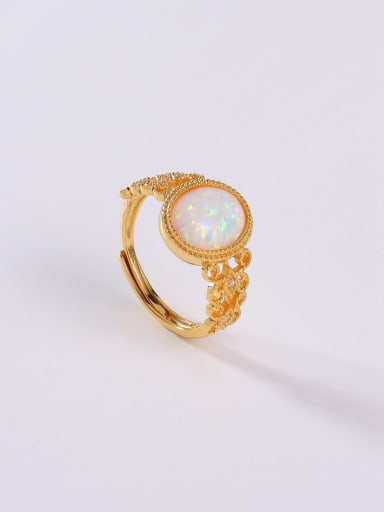 925 Sterling Silver Synthetic Opal White Minimalist Band Ring