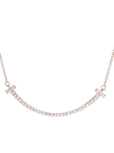 925 Sterling Silver Cubic Zirconia White Minimalist Necklace
