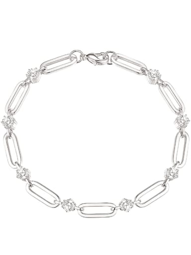 925 Sterling Silver Cubic Zirconia White Minimalist Beaded Bracelet