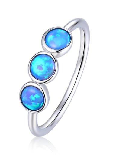 925 Sterling Silver Synthetic Opal Multi Color Minimalist Band Ring