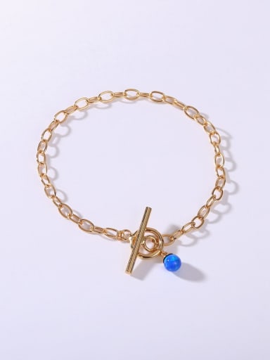 Blue 925 Sterling Silver Synthetic Opal Multi Color Minimalist Link Bracelet