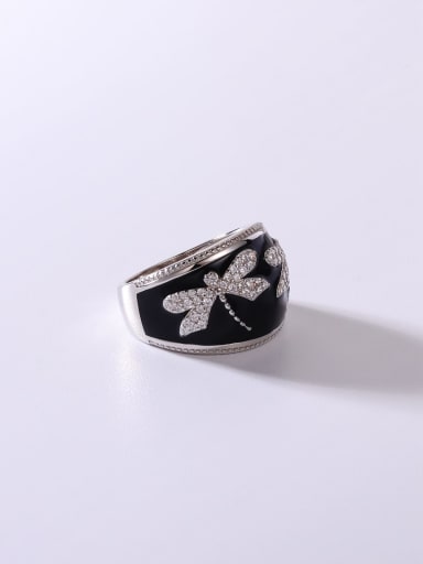 White 925 Sterling Silver Dragonfly Minimalist Band Ring