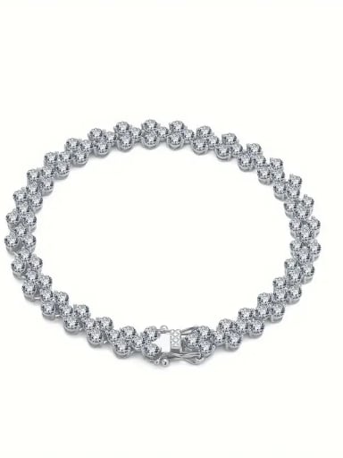 925 Sterling Silver Moissanite White Minimalist Link Bracelet