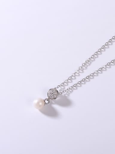 925 Sterling Silver Freshwater Pearl White Minimalist Lariat Necklace