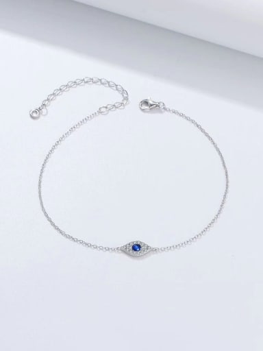925 Sterling Silver Cubic Zirconia Blue Minimalist Adjustable Bracelet