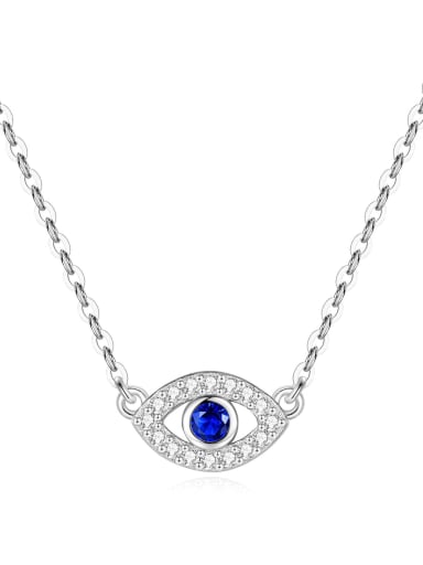 White 925 Sterling Silver Cubic Zirconia Multi Color Evil Eye Minimalist Lariat Necklace