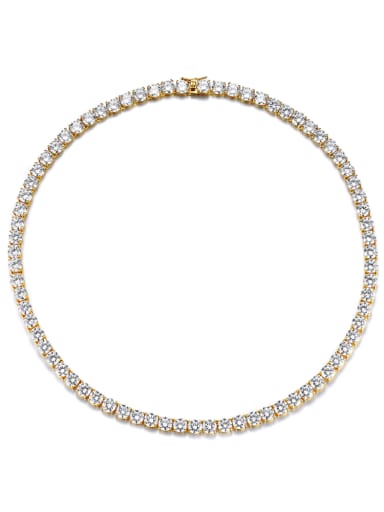 Yellow2.5mm18in 925 Sterling Silver Cubic Zirconia White Minimalist Cuban Necklace