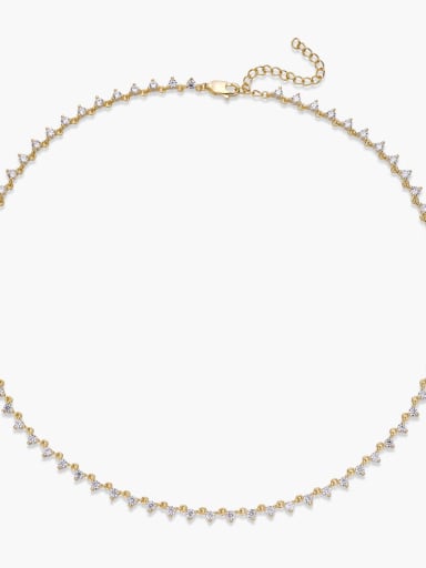 yellow 925 Sterling Silver Cubic Zirconia White Minimalist Necklace