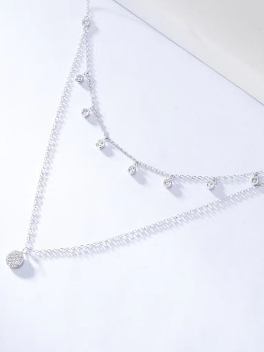925 Sterling Silver Cubic Zirconia White Minimalist Link Necklace
