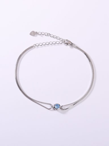custom 925 Sterling Silver Cubic Zirconia Blue Minimalist Adjustable Bracelet