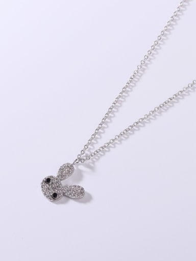 White 925 Sterling Silver Cubic Zirconia White Rabbit Minimalist Link Necklace