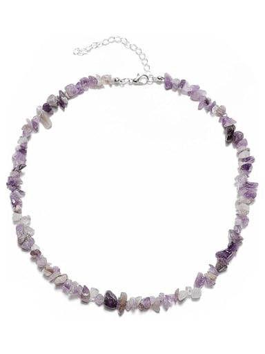 Purple Brass Crystal Irregular Minimalist Cuban Necklace