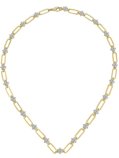 Yellow 40cm 925 Sterling Silver Moissanite White Minimalist Cuban Necklace