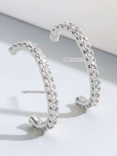 925 Sterling Silver Cubic Zirconia White Minimalist Stud Earring