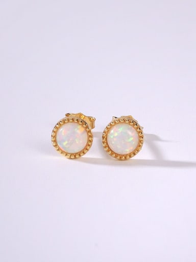 White5mm 925 Sterling Silver Synthetic Opal Multi Color Minimalist Stud Earring