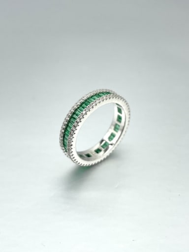 White 925 Sterling Silver Cubic Zirconia Green Minimalist Multistone Ring