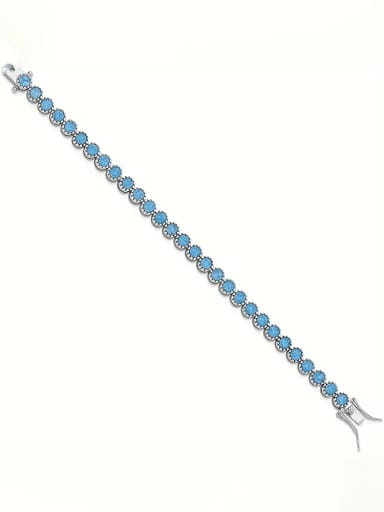 925 Sterling Silver Synthetic Opal Blue Minimalist Charm Bracelet