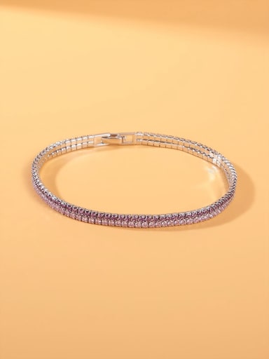 925 Sterling Silver Cubic Zirconia White Minimalist Charm Bracelet