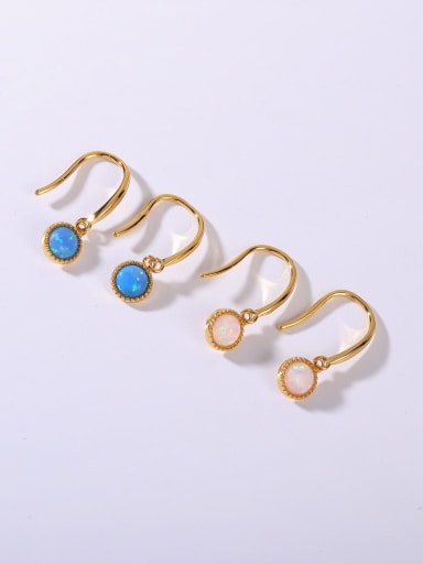 925 Sterling Silver Synthetic Opal Multi Color Minimalist Hook Earring