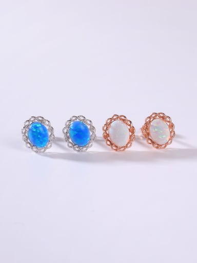 custom 925 Sterling Silver Synthetic Opal Multi Color Minimalist Stud Earring