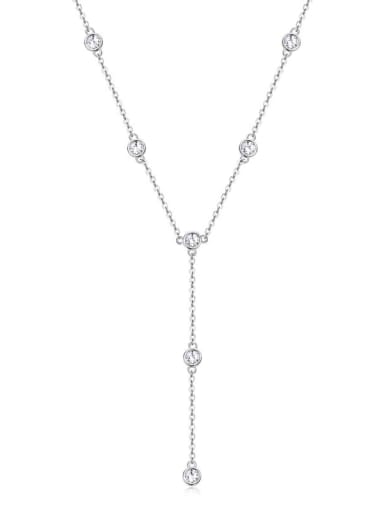 925 Sterling Silver Moissanite White Minimalist Lariat Necklace