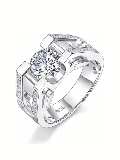 925 Sterling Silver Moissanite White Minimalist Band Ring