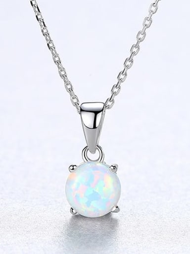 925 Sterling Silver Synthetic Opal Multi Color Minimalist Lariat Necklace