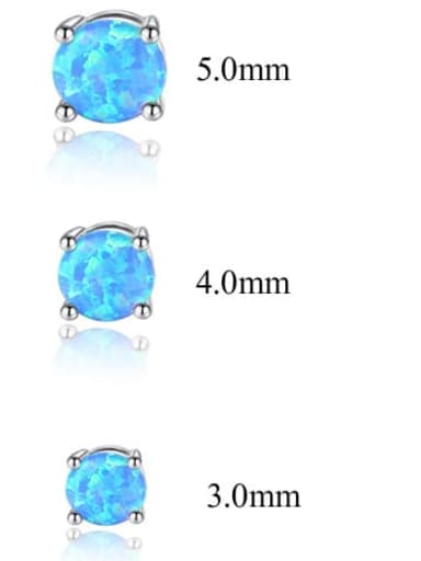 925 Sterling Silver Synthetic Opal Multi Color Minimalist Stud Earring