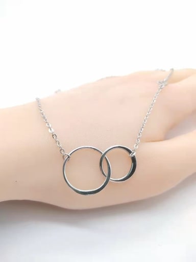 925 Sterling Silver Round Minimalist Initials Necklace