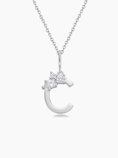 925 Sterling Silver Cubic Zirconia White Minimalist Initials Necklace
