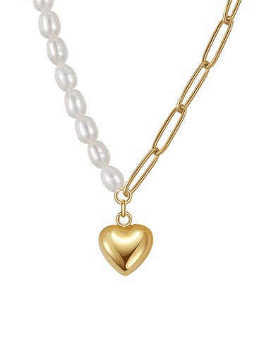 925 Sterling Silver Freshwater Pearl White Tila Bead Heart Minimalist Cuban Necklace