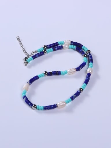 custom Stainless steel Freshwater Pearl Multi Color Minimalist Beaded Necklace