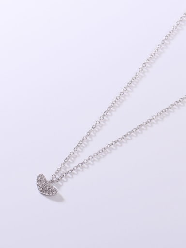 925 Sterling Silver Cubic Zirconia White Heart Minimalist Lariat Necklace