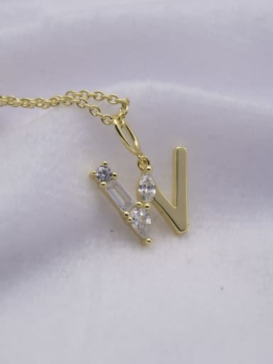 925 Sterling Silver Cubic Zirconia White Letter Minimalist Initials Necklace
