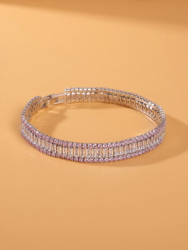 925 Sterling Silver Cubic Zirconia White Minimalist Charm Bracelet