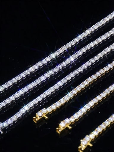 925 Sterling Silver Moissanite White Minimalist Tennis Bracelet
