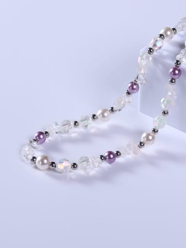 Stainless steel Crystal Multi Color Minimalist Beaded Necklace