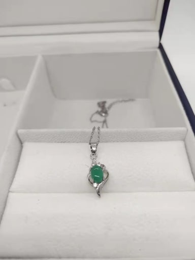 Copper Jade Green Minimalist Lariat Necklace