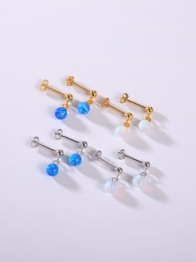925 Sterling Silver Synthetic Opal Multi Color Minimalist Stud Earring