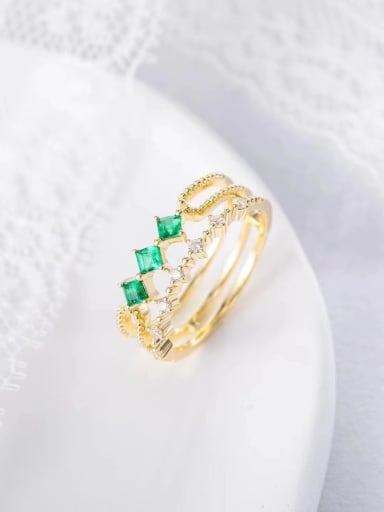 925 Sterling Silver Cubic Zirconia Green Minimalist Stackable Ring
