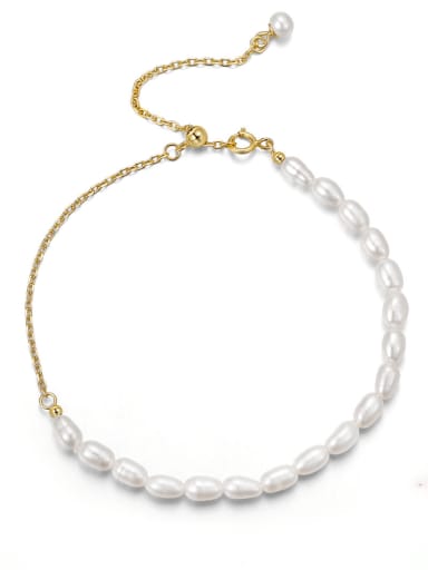 925 Sterling Silver Freshwater Pearl White Tila Bead Oval Minimalist Handmade Beaded Bracelet