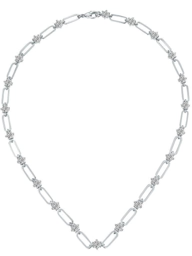 White 40cm 925 Sterling Silver Cubic Zirconia White Minimalist Cuban Necklace