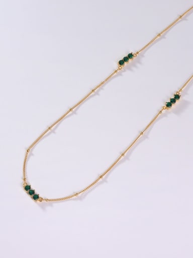 custom 925 Sterling Silver Cubic Zirconia Green Minimalist Link Necklace