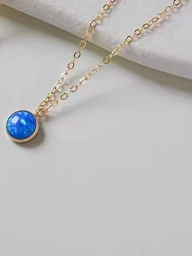 925 Sterling Silver Synthetic Opal Blue Minimalist Link Necklace