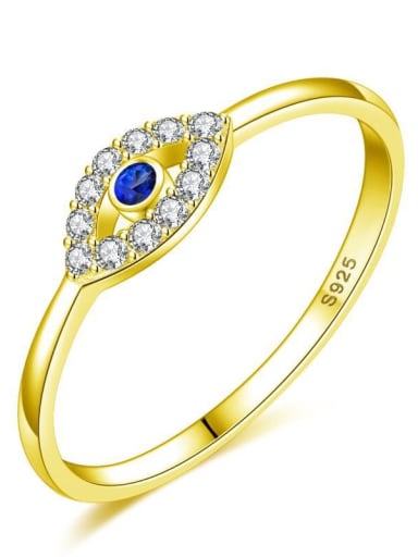 Yellow 925 Sterling Silver Cubic Zirconia Blue Minimalist Band Ring