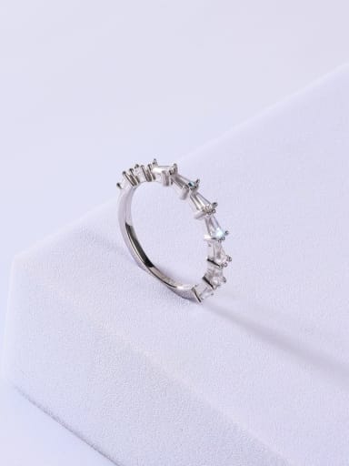 925 Sterling Silver Cubic Zirconia White Minimalist Band Ring