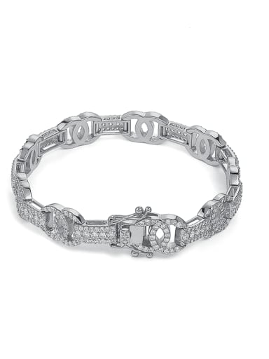 925 Sterling Silver Cubic Zirconia White Minimalist Link Bracelet